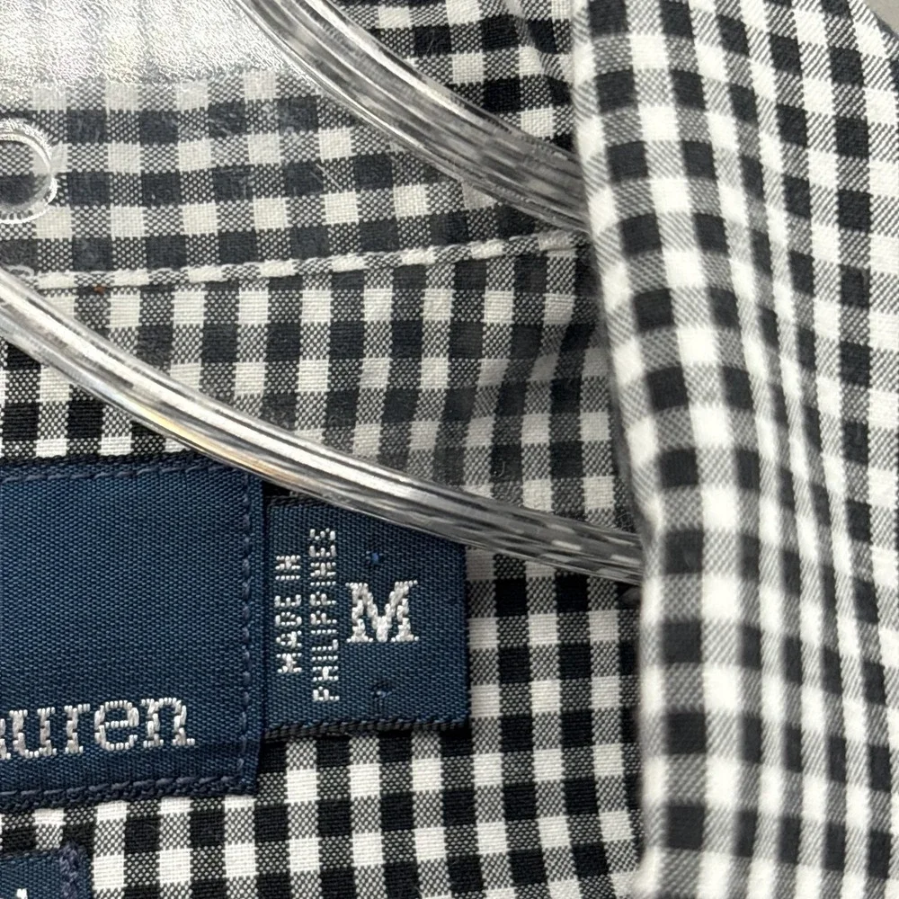 Polo Ralph Lauren Shirt Mens Medium Black Check RL Western Snap Long Sleeve